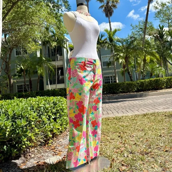 Vintage Lilly Pulitzer Harborview Pants Size 4 Capris Hawaiian Birds Floral - Picture 3 of 16